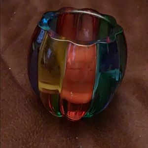 Beautiful jewel tone multicolored candle holder